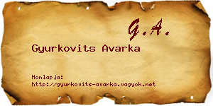 Gyurkovits Avarka névjegykártya